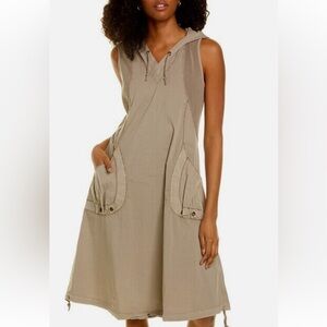 XCVI Wearables Jour HOODED Sleeveless Tunic Midi Pockets Dress Size Medium